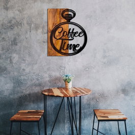 Wallity Canteen Escultura de pared de madera y metal nogal y negro